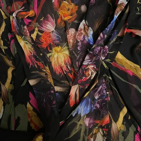FUZZI Tulle Kimono Italian Watercolor Floral Print NWT~ Rare Find! Black Size L