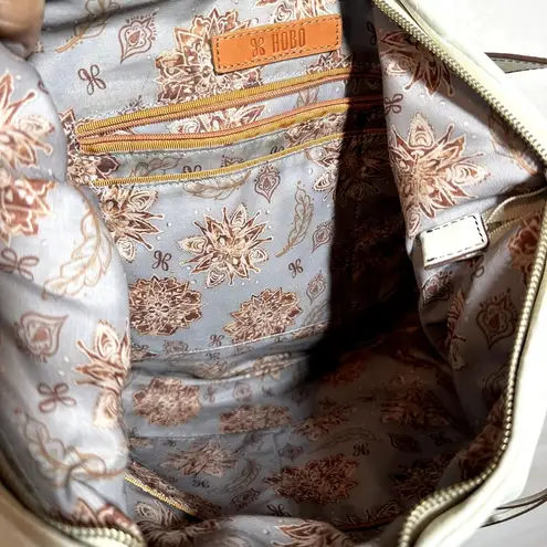 Hobo Satchel Shoulder Bag 100% Genuine Leather Full Zipper Closure Cream White