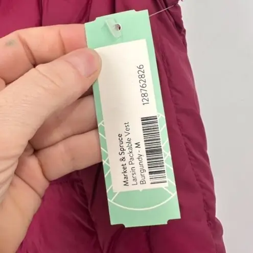 Market & Spruce NWT Womens Down Quilted Full Zip Packable Vest Burgundy Medium