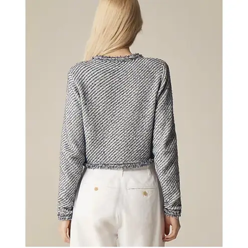 Women's J.Crew Collection Cropped Lady Jacket in Textured Cotton Cardigan size S Blue