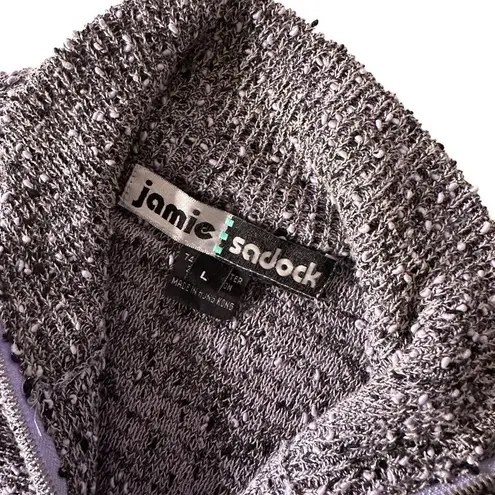 Jamie Sadock Textured Full Zip Sweater Women Size L Cozy Pockets Cabincore Purple Size L