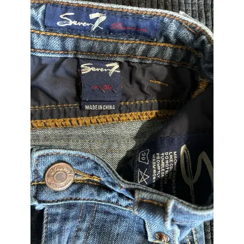 SEVEN 7 Denim Med Wash Denim Jeans Stitching Studs Size 30 Low Rise