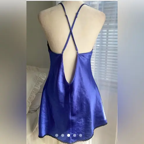 Frederick's of Hollywood Vintage Frederick’s of Hollywood Lace Trim Chemisier – Sapphire & Black, XL