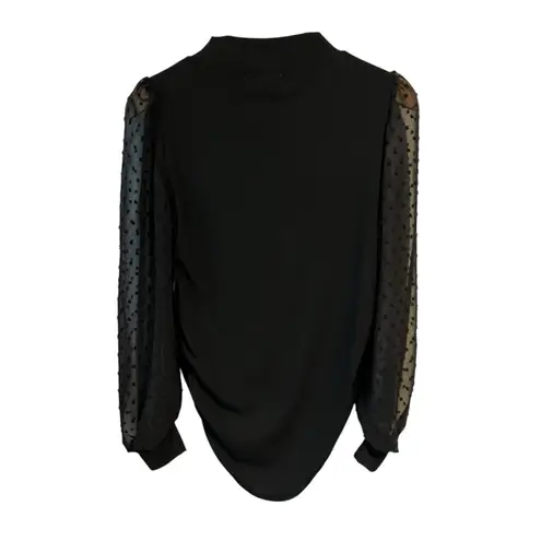 BHome Maternity Top Womens M Black Stretch Ruched Sides Sheer Long Sleeves NWT Size undefined