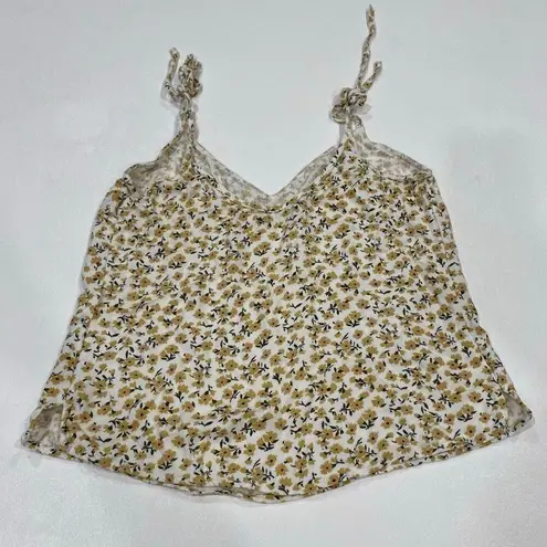Abercrombie & Fitch  Floral Tie Strap Tank Top Yellow White Size Small