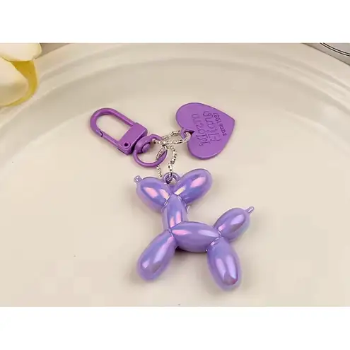 Boutique NEW Iridescent Purple Balloon Dog Keychain Purse Charm Y2K
