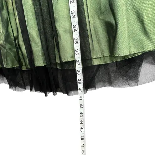 Vintage Y2K Cumbia Dress XS Green Satin Black Mesh Goth Fairycore Party Whimsy