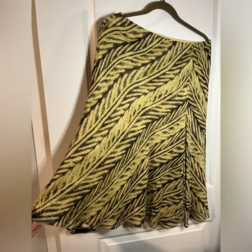 Ralph Lauren Vintage Lauren  Khaki Black Batik Tropical Palm Leaf Print Skirt