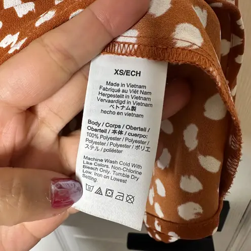 J. Crew Drapey Ruffleneck Top in Brushstroke Printed 365 Crepe XS Orange