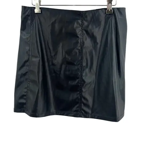 ATM Vegan Leather Wrap Skirt Black 8 New