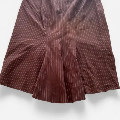 BCBG y2k 2000s pin striped pencil flare midi skirt size 6 Brown