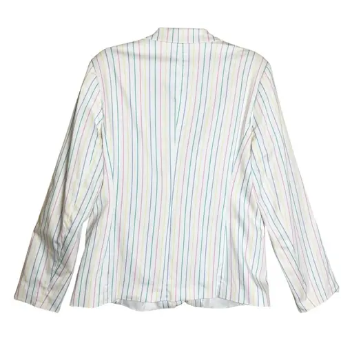 Sag Harbor Blazer Womens Size 14 Pastel Easter Rainbow Stripe Office Work Career