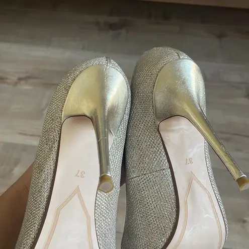 Dune London  Gold Beaming Di Glitter Courts Pumps Sz 37 (6)