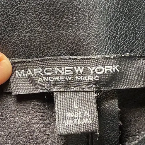 Marc New York Andrew Marc Faux Leather Pants Gold Button Detail Womens L Black Size L