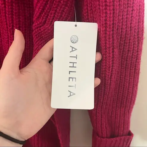 Athleta NWT  Shasta V Neck Sweater Oversized Pink Wool Blend XS