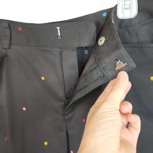 Rafaella Black Embroidered Colorful Polka Dot Stretch Capri Womens 10 NWT