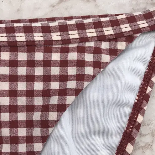 Topshop White and Brown Gingham Cheeky  Bikini Swim Bottoms