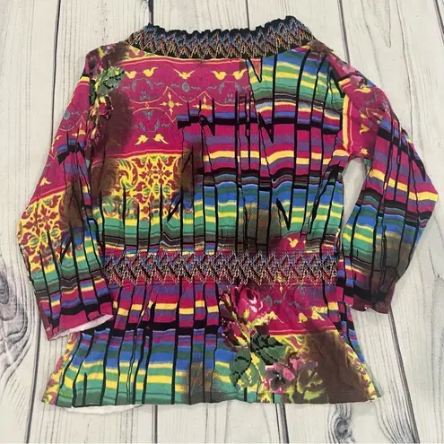 Alberto Makali Albert Makali M Multicolor Boho Chic Snap Button Cardigan Bold Art Colorful - Image 6