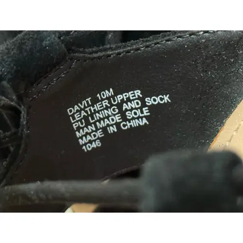 Steve Madden  Davit Heels Womens 10 Black Leather Suede Lace-Up Shoes