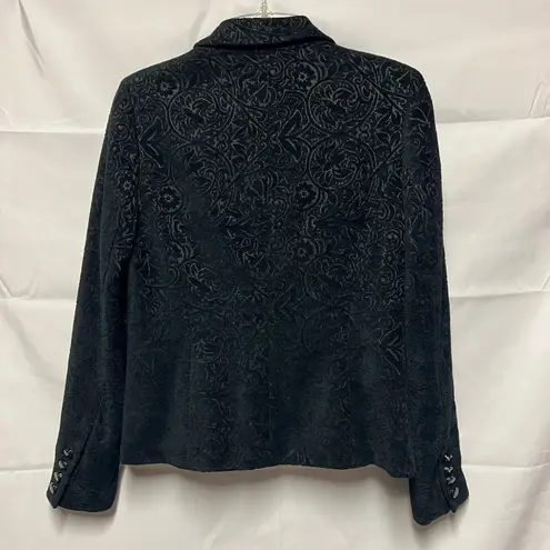 INC International Concepts Faux Suede Floral Black Blazer Size 8 Button Front
