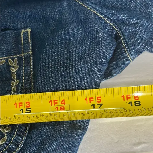 Bobbie Brooks Blue Maxi Dress L denim top red white blue floral patchwork skirt Size L