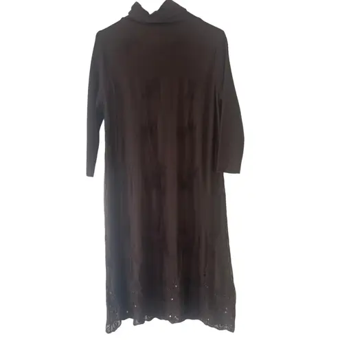 Sundance Women's Size Small Brown Embroidered Floral Brown Sweater Dress