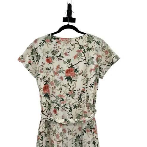 Gal Meets Glam Sophia Floral Jumpsuit Cream Green Petites Size 12P