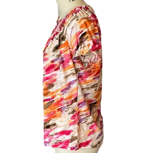 JM Collection Ladies Ruffled Short Sleeve Top ~ Women's Size M ~ Elastic Trim