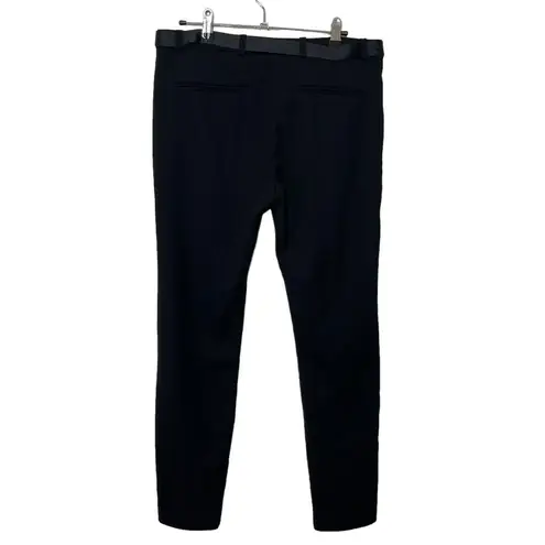 The Kooples Cropped Trouser Pants Women’s Large Black Wool Slim Fit Leather Trim