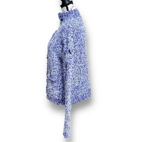 New Jamie Sadock Chunky Knit Cardigan Sweater Blue White Boucle Retro Y2K Small