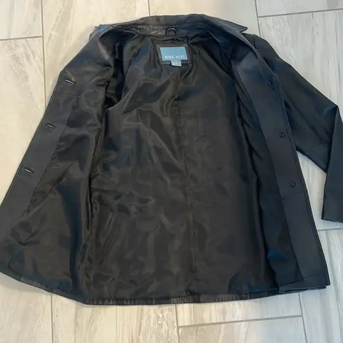 Nine West Vintage Black Y2K Leather Button Down Jacket