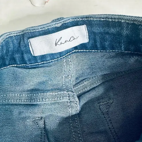 KanCan Madeline Triple Fray Hem High Rise Denim Cut Off Shorts Blue Size 27