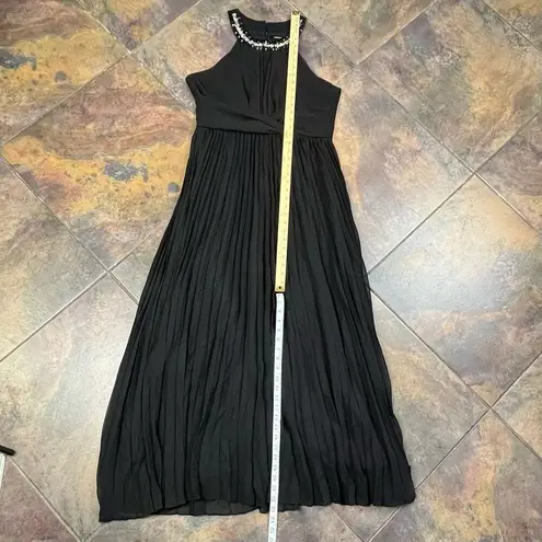 Sharagano Beaded Halter Pleated Flare Maxi Formal Dress 12