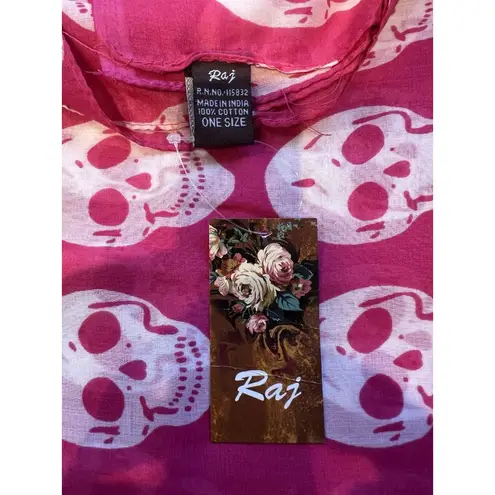 Raj Anthropologie 100% Cotton Scarf Pink Skull Halloween Made In India 34”x43”