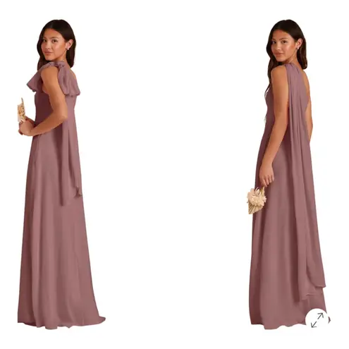Birdy Grey One Shoulder Maxi Dress Mauve Pink Bridesmaid Formal Gown S