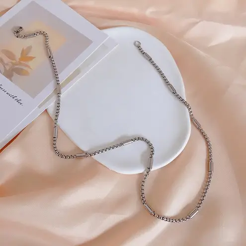 Titanium Steel Link Chain Necklace for Men Women,Punk Hip Hop Necklace Silver