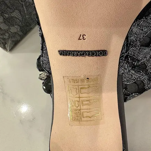 Dolce & Gabbana Lace and Crystal Slide Sandals