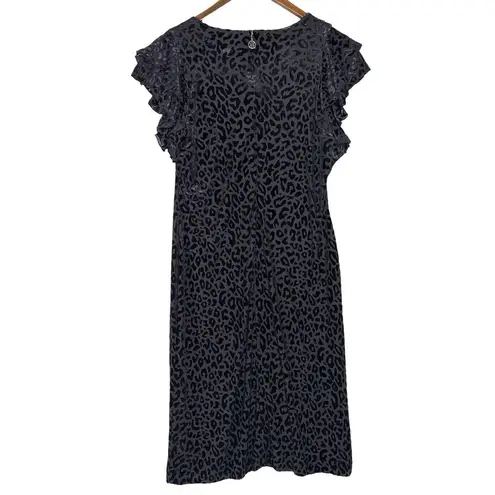 Tommy Hilfiger NWOT  Dress 12‎ Velvet Burnout Animal Print Leopard Flutter Sleeve