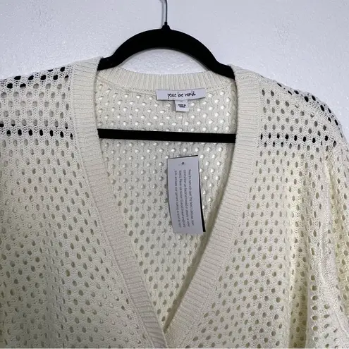 Peace Love World  Cream and Blue Knit Cardigan