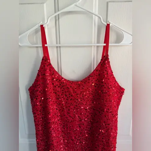 Red Sequin Mini Party Dress | Sleeveless Slip Style | Size M Size M