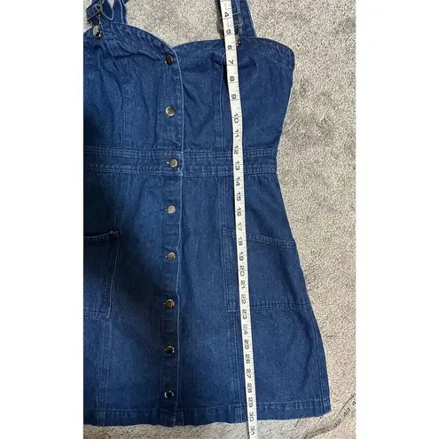 Lulus Women's Sleeveless Blue Denim Button