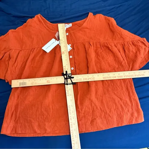 Chelsea & Theodore Orange 3/4 Sleeve Boxy Blouse Size L