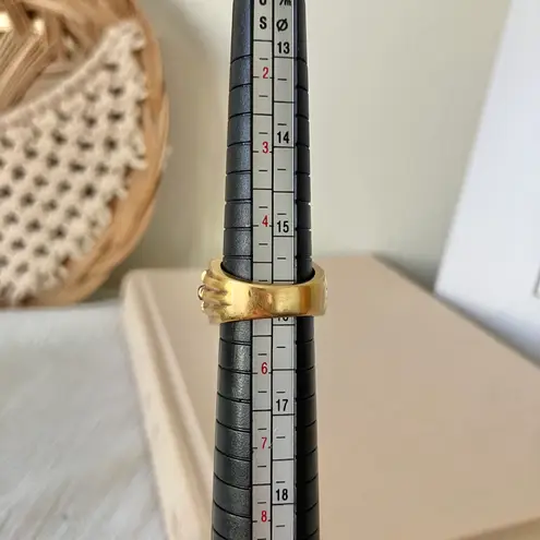 18KGE RSC Blue Glass Statement Ring Covenant Elegant Vintage Sparkly Glam Jewelry