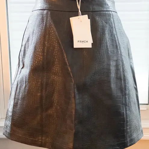 FRNCH Paris Faux Leather Skirt – Croc Embossed – Olive Green – NWT