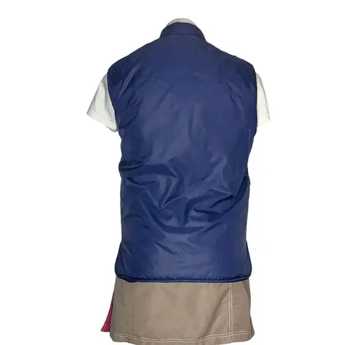 VINTAGE Vest 70s Style By Martini Navy Blue Snap Front Pockets Size Small