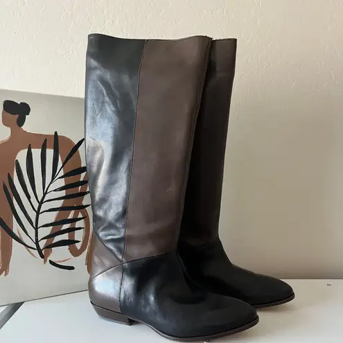 Tuckernuck Black Brown Sloane Patchwork Block Heel Knee High Boots Size 9.5 - Image 5