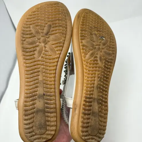 Siketu Gray Floral Beaded Embellished Slingback Thong Sandals, EUC, Size 8