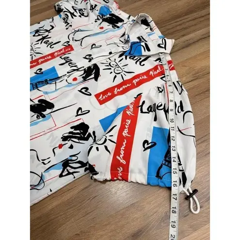 Karl Lagerfeld Paris Graphic Tunic Blouse Oversized Button Down M-L - Image 7