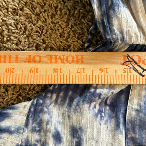 Line and Dot  Women's Long Sleeve Maxi Dress‎ Tie dye Small Blue White