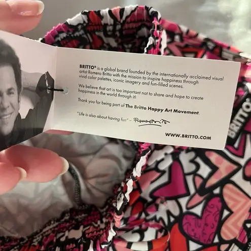 BRITTO Shorts Pink Red Heart Graphic Print Brand New With Tags Size XS